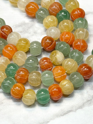 Mixed Aventurine Pumpkin Rondelle Beads Strand - 10x7mm
