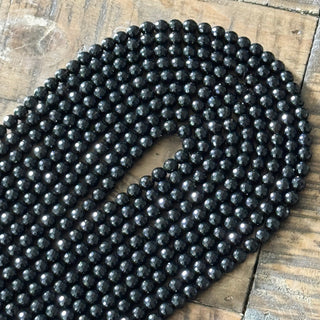 Faceted Obisidan Bead Strand - 6mm