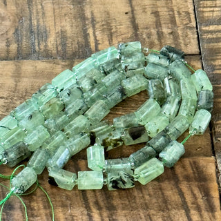 Prehnite Column Bead Strand - 11x6mm
