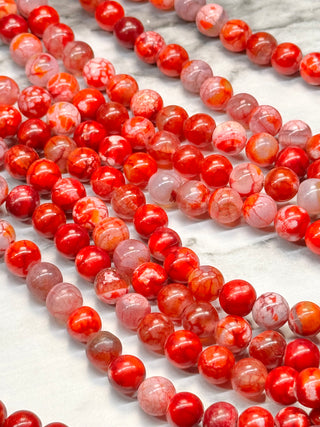 Red Fire Crackle Agate Beads Strand - 8mm
