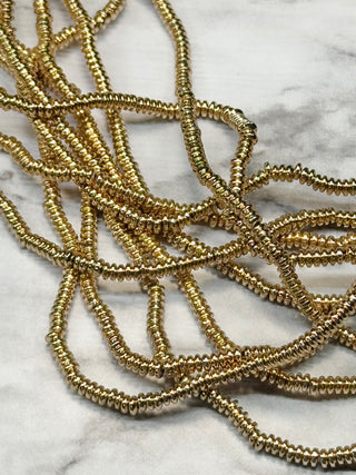 Hematite Rondelle Beads Strand - 3x1.5mm -  Silver - Gold - Light Gold