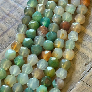 Faceted Star Cut Peacock Agate - 10mm