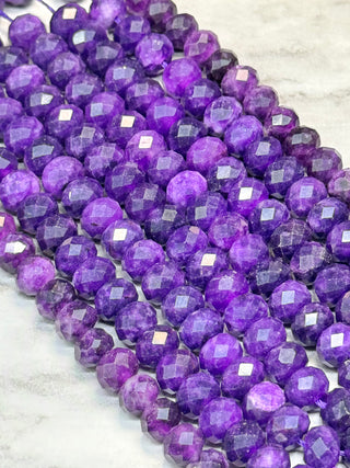 Indigo Jade Faceted Rondelle Beads Strand - 8x6mm