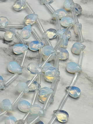 Opalite Top Drilled Faceted Teardrop Beads Strand - 9x6mm