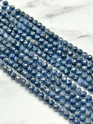 Sapphire Faceted Beads Strand - 3mm