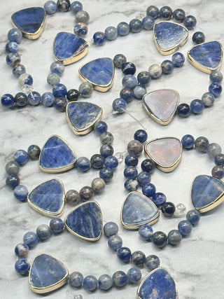 Sodalite Triangle & Round Beads Strand - 6.5-16.5mm