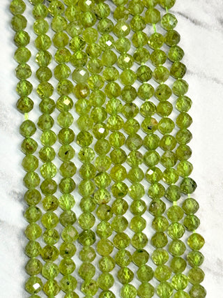 Grade A Peridot Faceted Beads Strand - 4mm