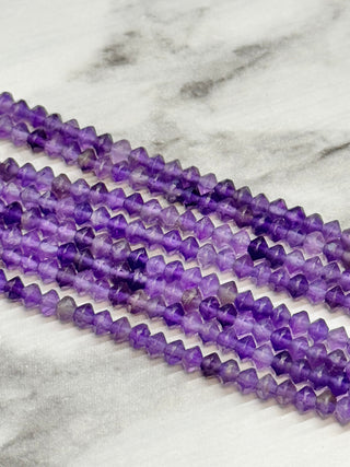 Amethyst Faceted Bicone Beads Strand - 4mm