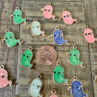 15pc Light Gold Ghost Charms - Mixed Color
