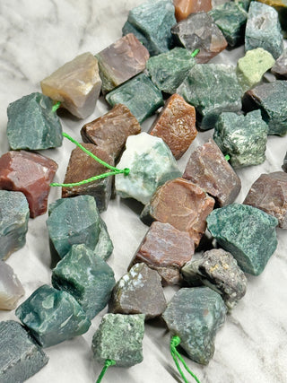 Indian Agate Rough Raw Stone Beads Strand - 7-26mm