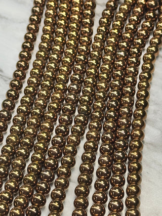 Copper Plated Hematite Beads Strand - 6mm - 8mm
