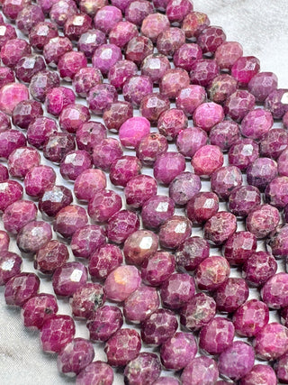 Grade AA Ruby Faceted Rondelle Beads Strand - 4x3mm