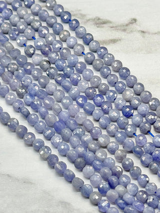 Tanzanite Faceted Coin Beads Strand - 4mm