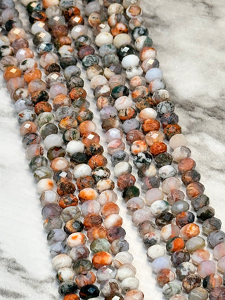 Red Tree Agate Faceted Rondelle Beads Strand