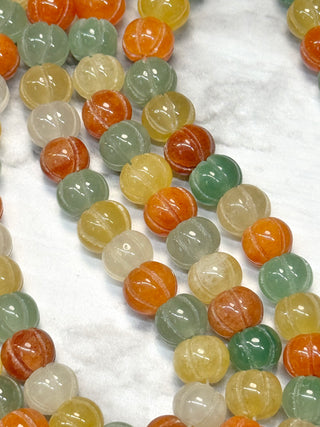 Mixed Aventurine Pumpkin Rondelle Beads Strand - 10x7mm