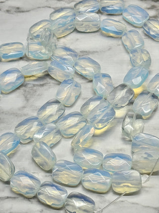 Opalite Faceted Rectangle Beads Strand - 16x12mm