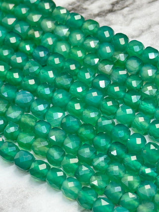Green Agate Faceted Cube Beads Strand - 5mm