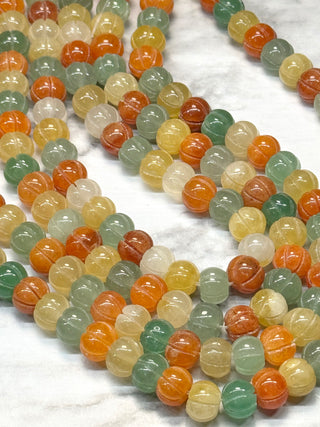 Mixed Aventurine Pumpkin Rondelle Beads Strand - 10x7mm