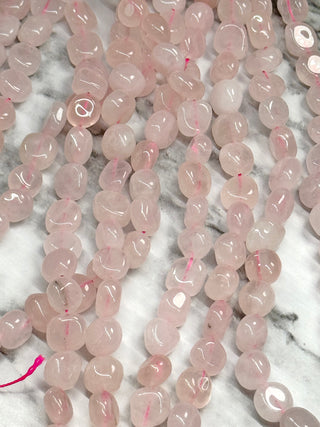Rose Quartz Tumbled Nugget Beads - 8-12mm