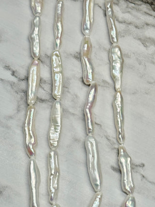 Freshwater Pearl Baroque Keshi Pearl Rectangle Beads Strand - 23x6.5x4mm
