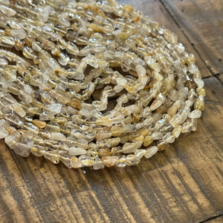 Gold Rutilated Quartz Nugget Bead Strand - 5-9mm