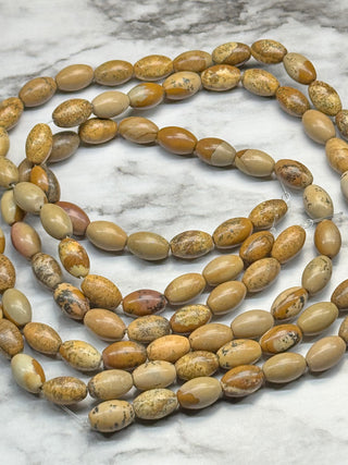 Picture Jasper Barrel Beads Strand - 12x8mm