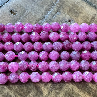 Faceted Ruby Bead Strand - 3mm