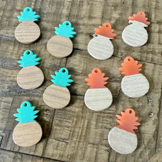 5pc Pineapple Wood & Resin Pendant Charms