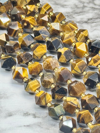 Tigers Eye Faceted Octagonal Beads Strand - 10mm