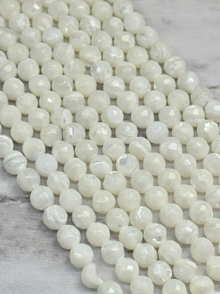 Mother of Pearl Shell Faceted Beads Strand - 6mm