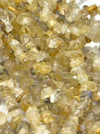 Gold Rutilated Quartz Bead Chip Strand - 5-8mm