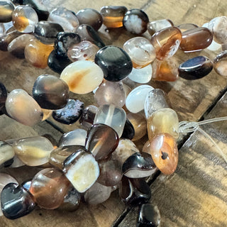 Black Agate Tumbled Stone Bead Strand - 5-7mm