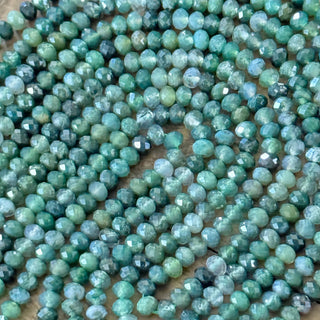 Faceted Rondelle Moss Agate Bead Strands - 4x3mm