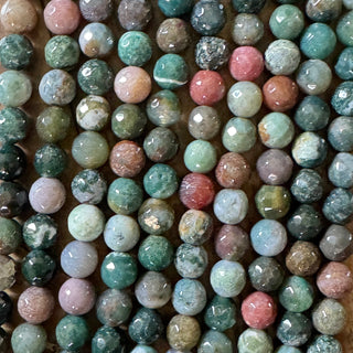 Faceted Indian Agate Bead Strand - 4mm - 6mm - 8mm