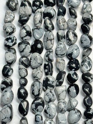 Snowflake Obsidian Tumbled Beads Strand - 5-8mm