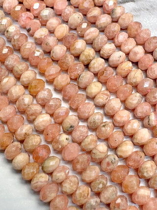 Argentina Rhodochrosite Faceted Rondelle Beads Strand