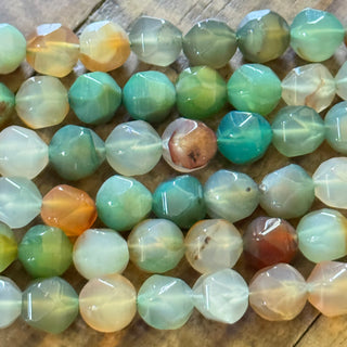 Faceted Star Cut Peacock Agate - 10mm