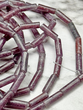 Lepidolite Column Beads Strand - 13x4mm