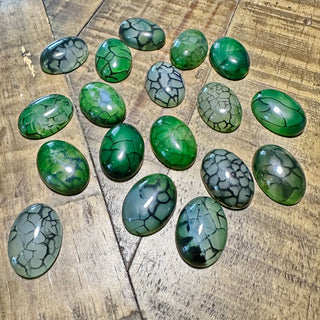 25x18mm Green Dragon's Vein Agate Oval Cabochon
