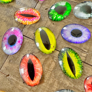 Dragon Eye Glass Cabochon - Assorted Colors - Oval - Round