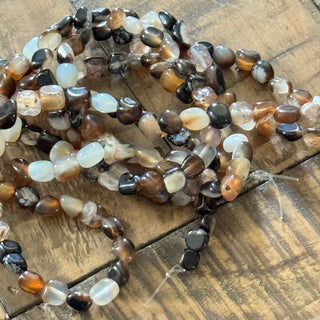 Black Agate Tumbled Stone Bead Strand - 5-7mm