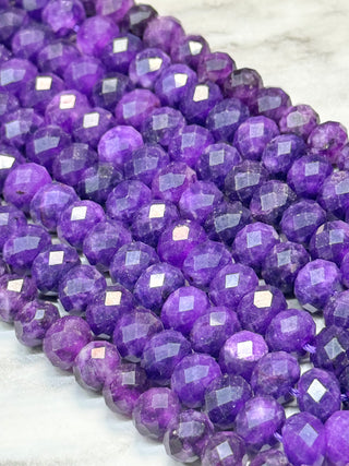 Indigo Jade Faceted Rondelle Beads Strand - 8x6mm