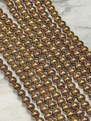 Copper Plated Hematite Beads Strand - 6mm - 8mm
