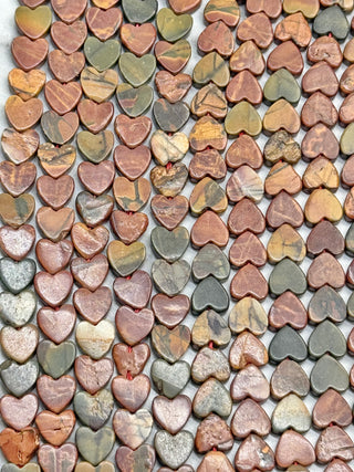 Picasso Jasper Heart Beads Strand - 6mm