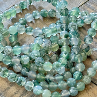 Grade A Natural Moss Agate Bead Strands - 4mm - 6mm - 8mm