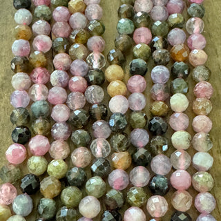 Faceted Watermelon Tourmaline Bead Strand - 4mm