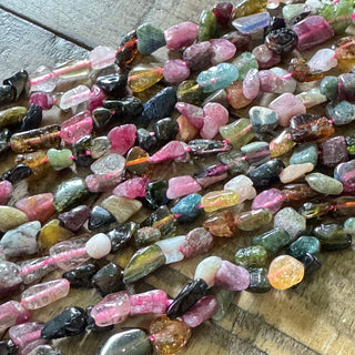 Watermelon Tourmaline Nugget Bead Strand - 4-9mm