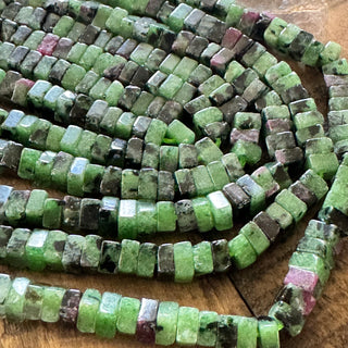 Ruby in Zoisite Square Beads - 4mm