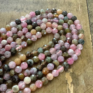 Faceted Watermelon Tourmaline Bead Strand - 4mm