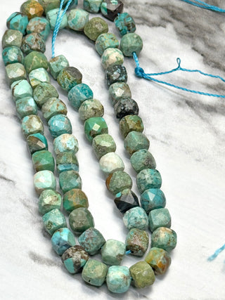 HuBei Turquoise Faceted Cube Beads Strand - 6mm